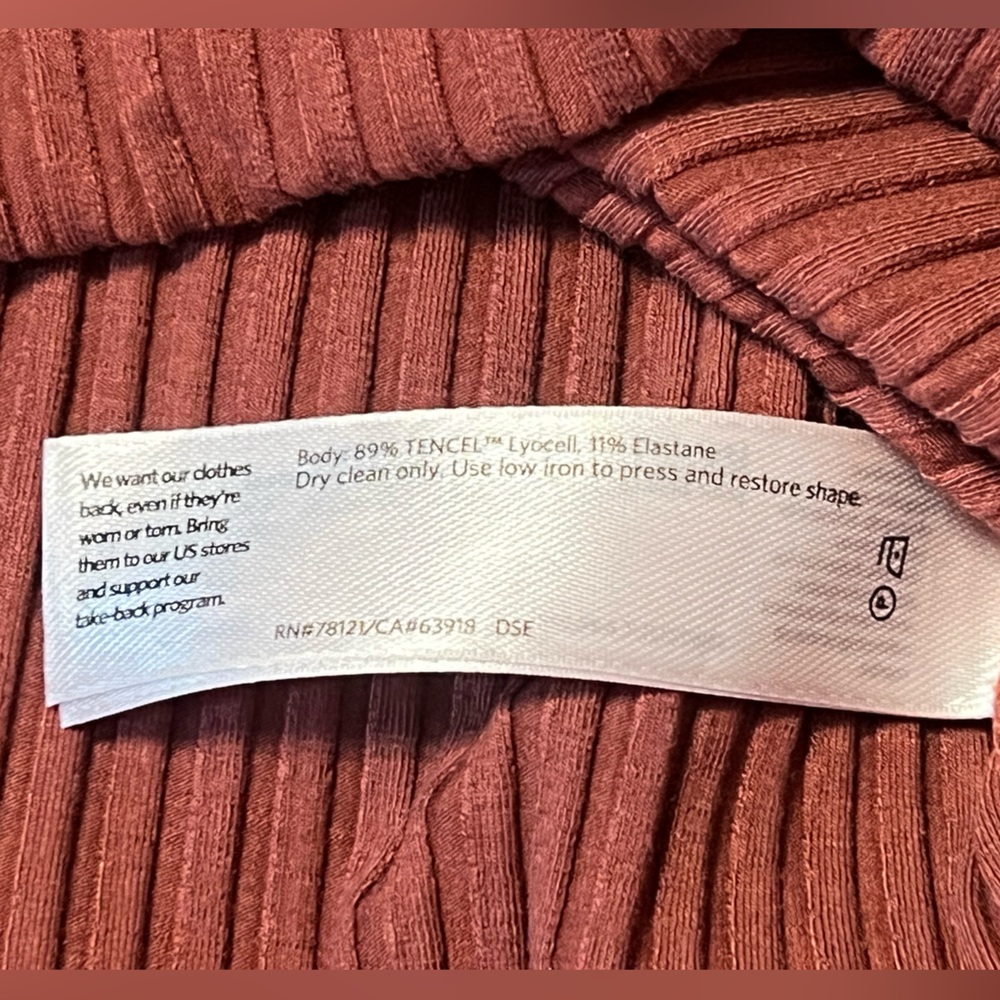Eileen Fisher Women’s Size Large Cap Sleeve Rib Dress Rust Orange Color - Picture 8 of 8